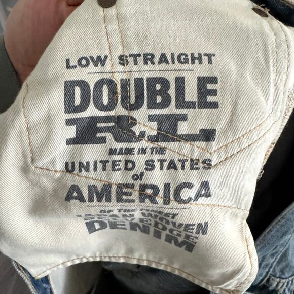 RRL Ralph Lauren Selvedge Denim Distressed Patch Jeans 32 Low Straight Double RL - Picture 7 of 7